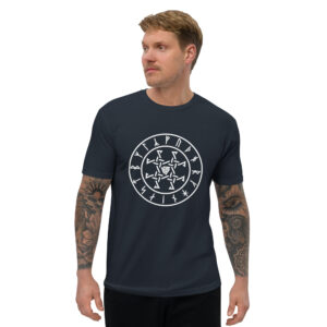Fitted T-shirt - Rune Circle, Borre Ornament, Valknut