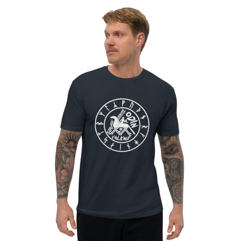 Fitted T-shirt – Rune Circle, Odin, Sleipner, Gungnir, Valknut – Nordic ...