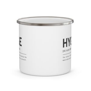 Hygge Definition Enamel Mug - Danish Camping Mug, Scandinavian Coffee Cup, Nordic Design Mug, Scandinavian Gift, Nordic Culture