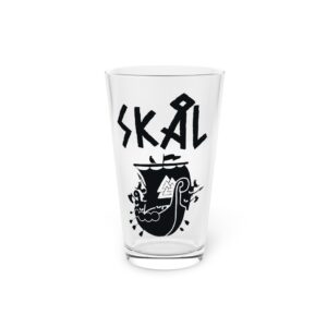 Viking Longship "Skål!" Pint Glass - Valknut Symbol, Norse Drinkware - Til Valhalla, Viking Drinking