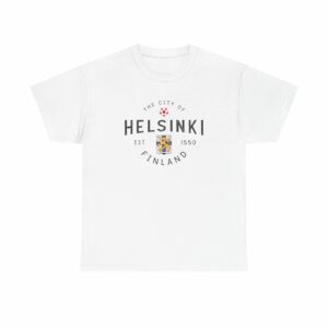 Helsinki City T-Shirt with Coat of Arms Est. 1550 Vintage Finnish Apparel - Unisex T-Shirt