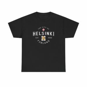 Helsinki Black T-Shirt - Nordic Heritage Vintage-Style Crest - Nordic Culture Apparel - Unisex